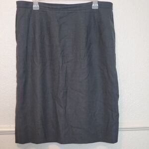 Amanda Smith II Women's 100% Pure Wool Long Pencil Skirt Dark Gray Size 16W Plus